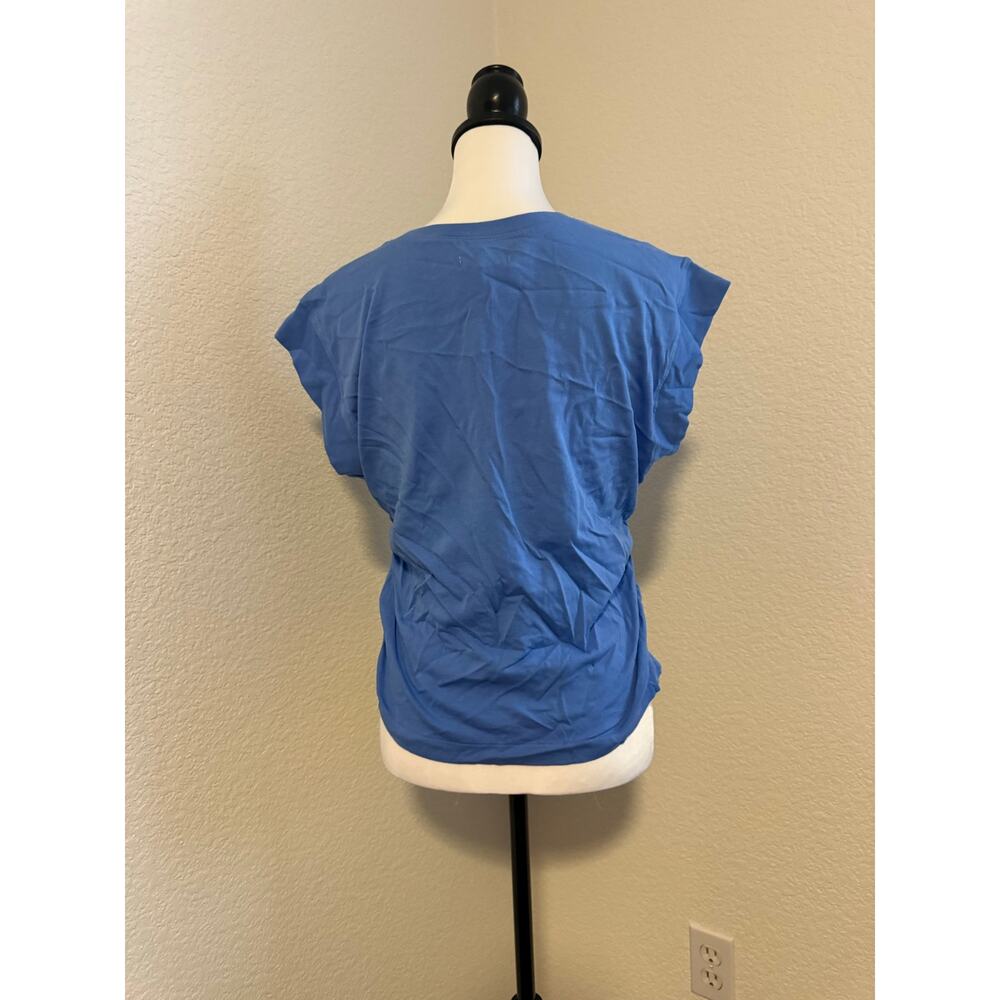 Madewell Side-Cinch Muscle Tee Medium Blue Cap Sleeve Ruched Top NJ787 - Picture 6 of 11